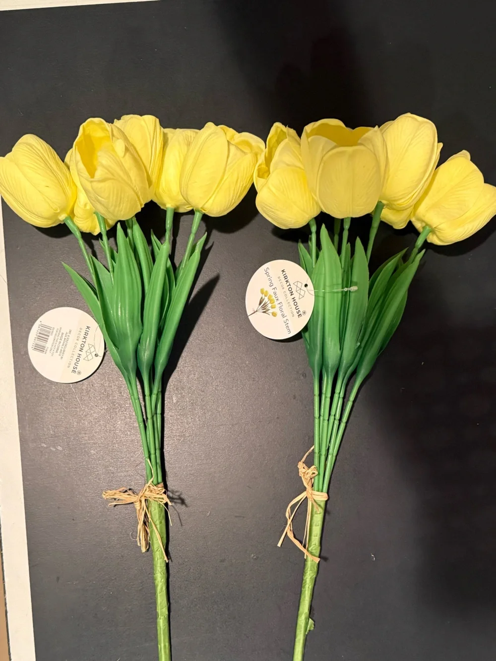 Kirkton House Yellow Faux Tulips Set of 2 NWT Spring Wedding Floral Decor